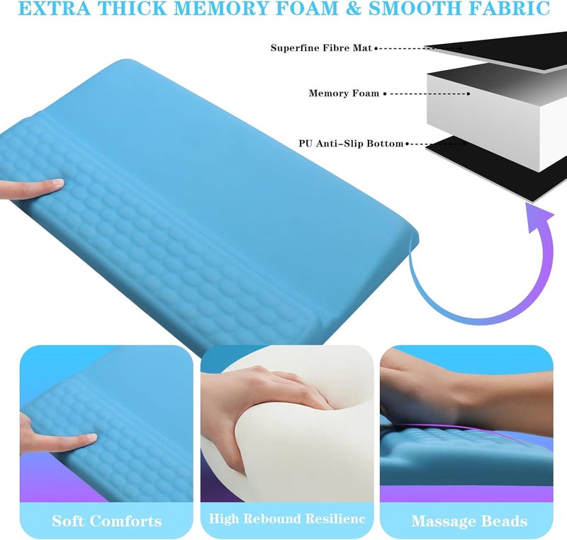 KEPUTAIER Computer Keyboard Stand with Wrist Rest, Ergonomic Tilted Keyboard Holder - Keyboard Riser with Wrist Pad - Keyboard Tray Support for Office Home - Blue - Image 4